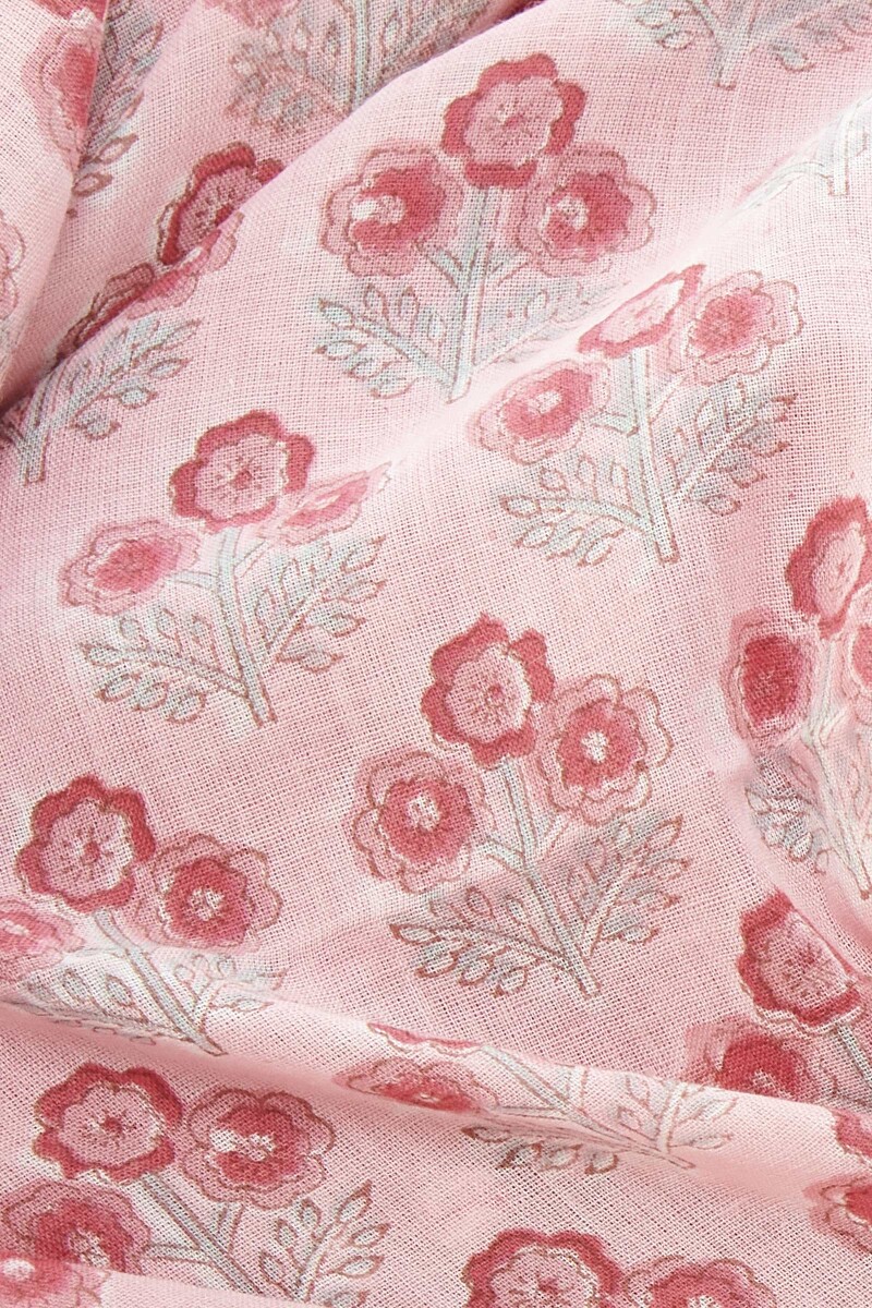 Pink Hand Block Printed Cotton Dupatta