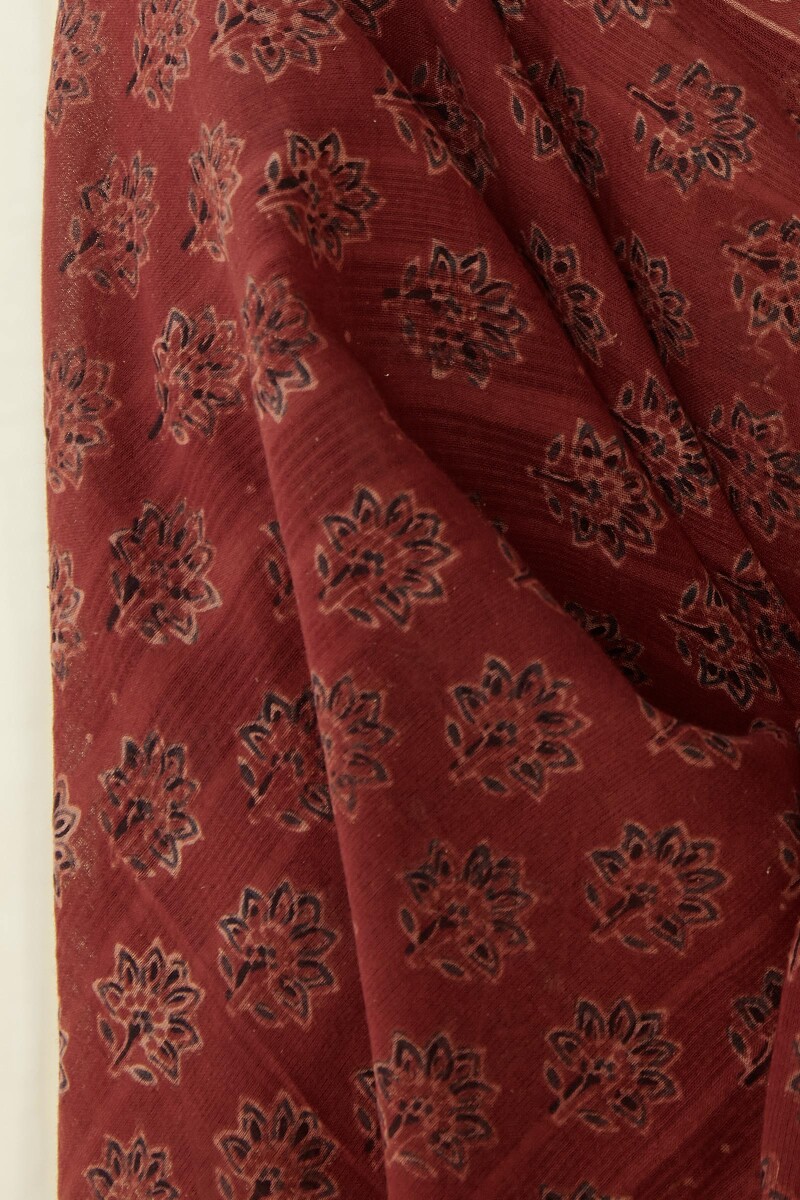 Ajrak Hand Block Printed Cotton Dobby Dupatta