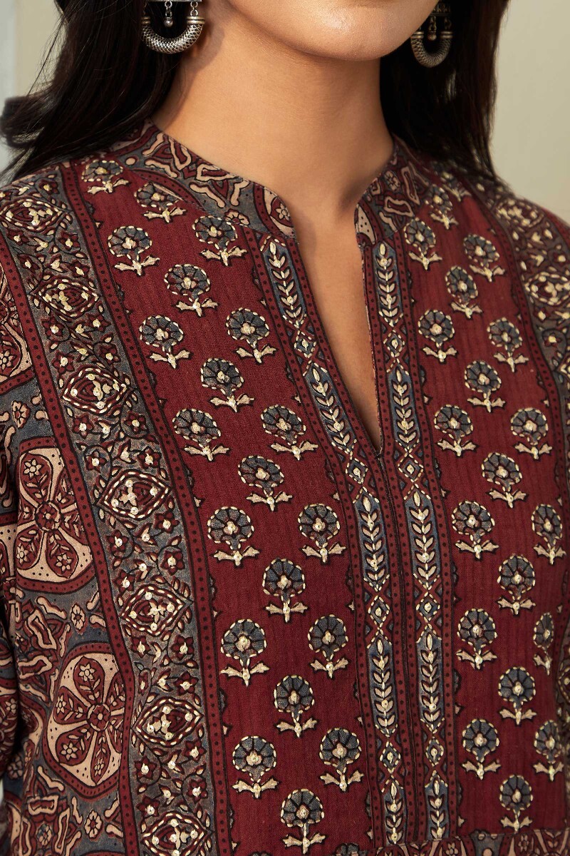 Ajrak Hand Block Printed Straight Cotton Kurta