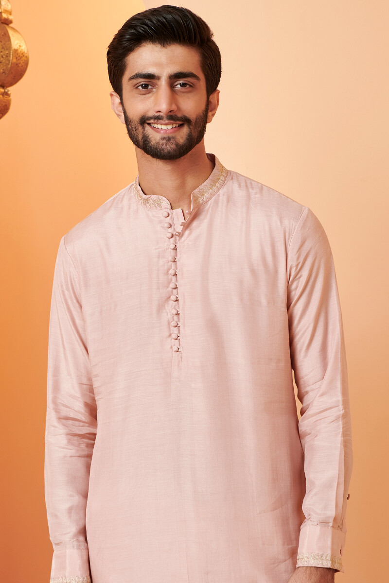 Pink Handcrafted Modal Kurta