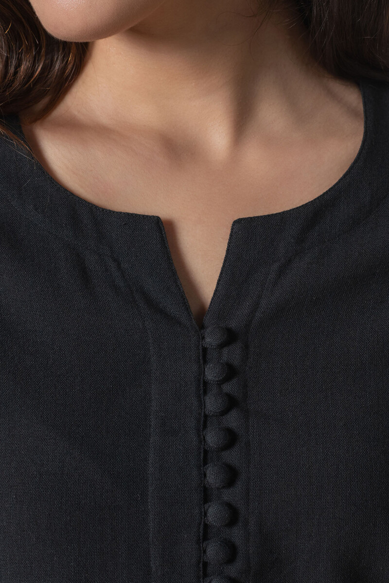 Black Handcrafted Straight Handloom Kurta