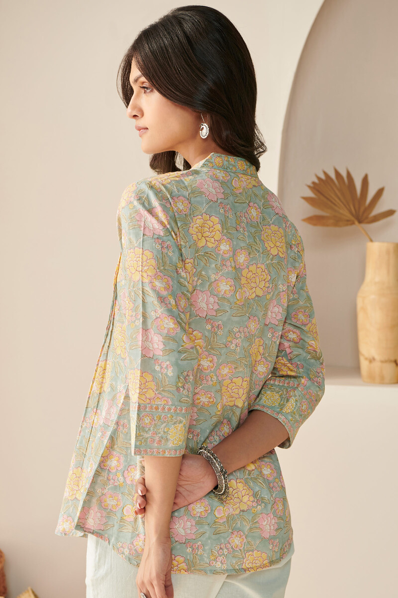 Blue Hand Block Printed Cotton Top