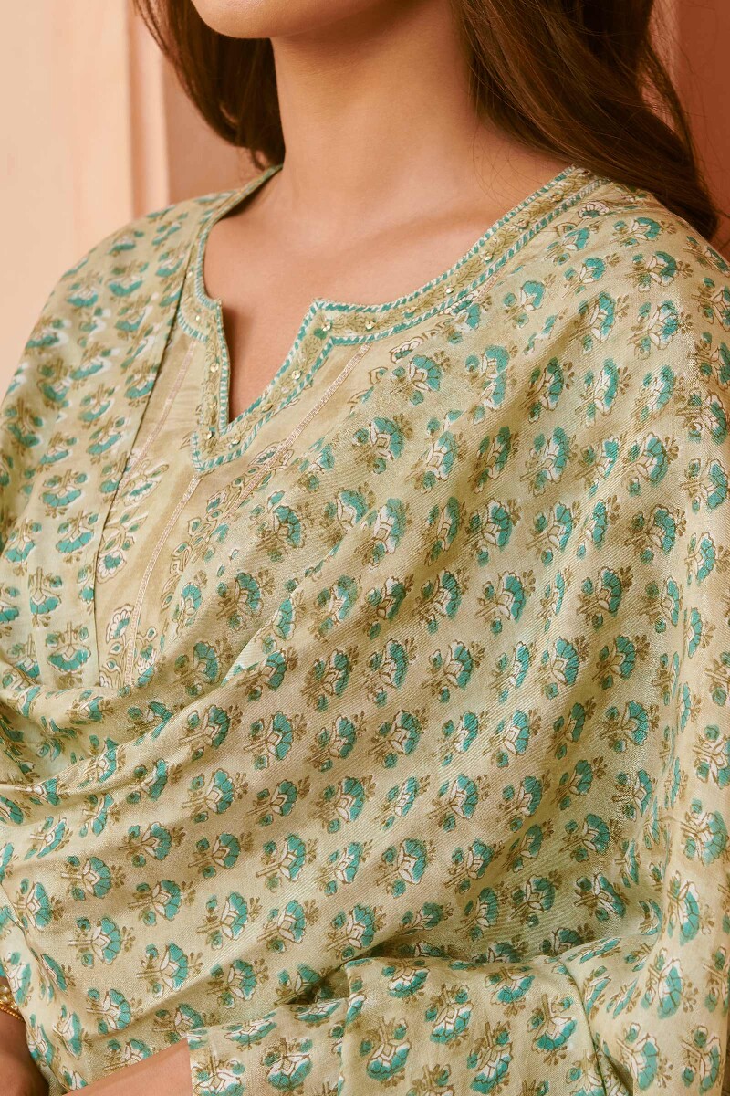 Green Hand Block-Printed Modal Dupatta