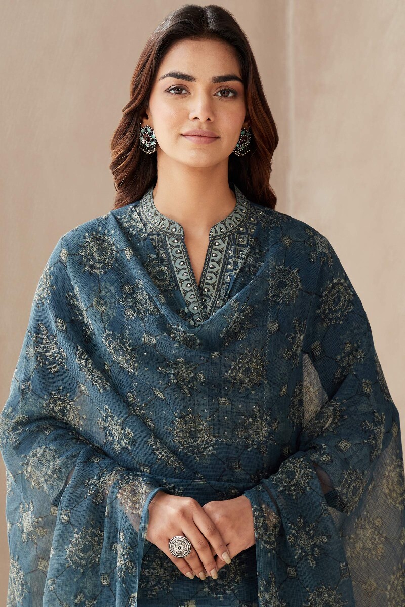 Akola Hand Block-Printed Kota Dupatta