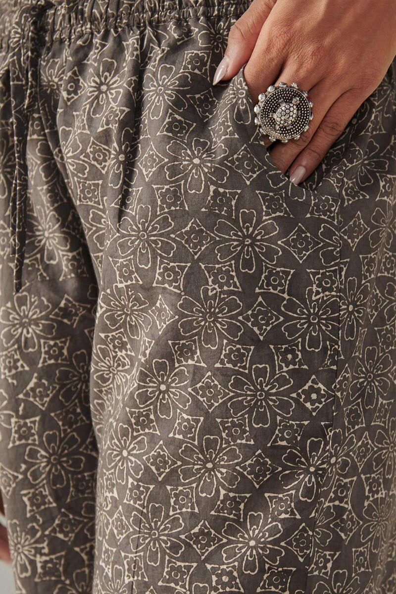 Brown Hand Block Printed Cotton Farsi