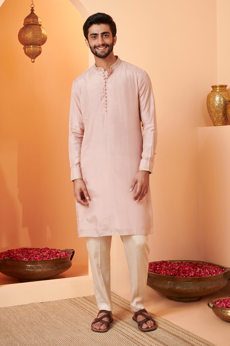 Pink Handcrafted Modal Kurta