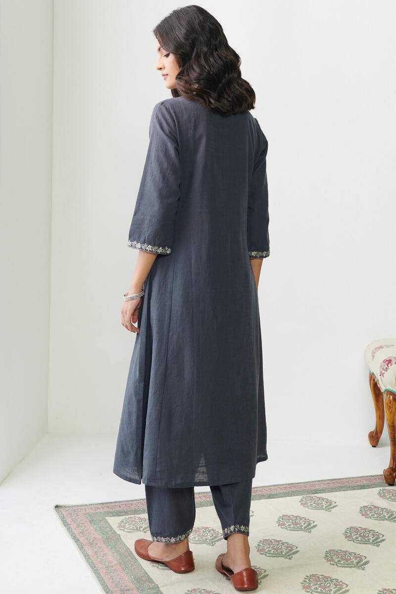 Blue Handcrafted A-Line Cotton Kurta