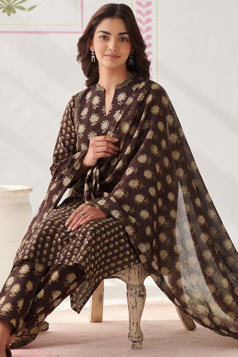 Bagru Hand Block-Printed Straight Cotton Kurta