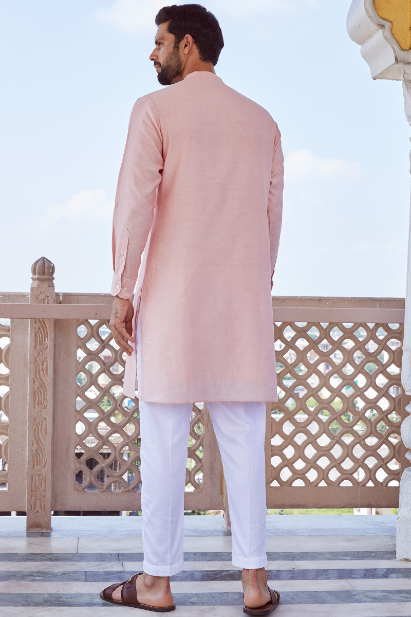 Pink Handcrafted Chanderi Kurta