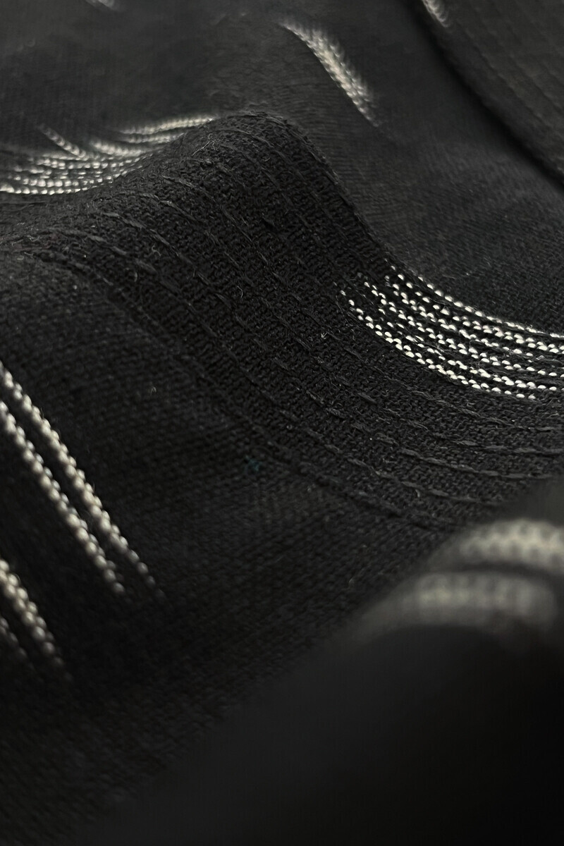 Black Handcrafted Straight Cotton Polyester Kurta