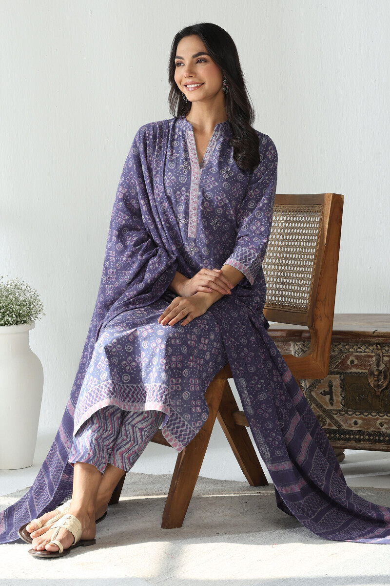 Akola Hand Block-Printed Straight Cotton Kurta