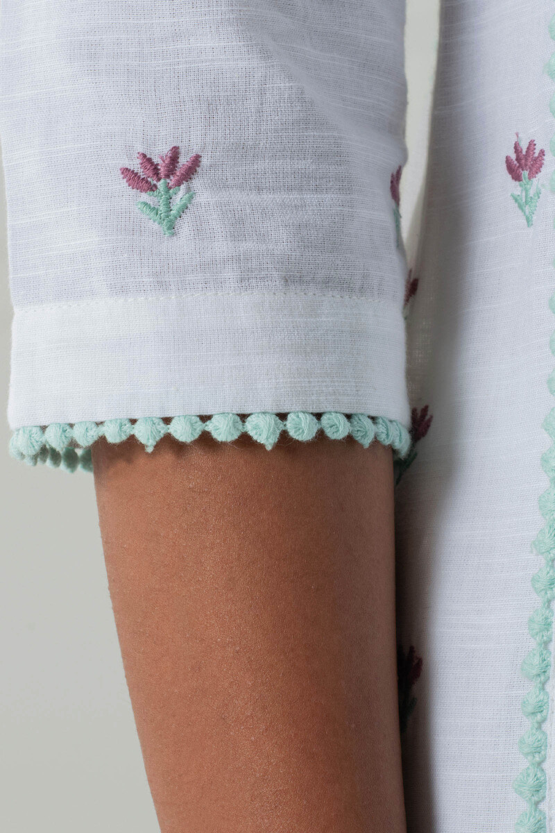 White Handcrafted A-Line Cotton Kurta
