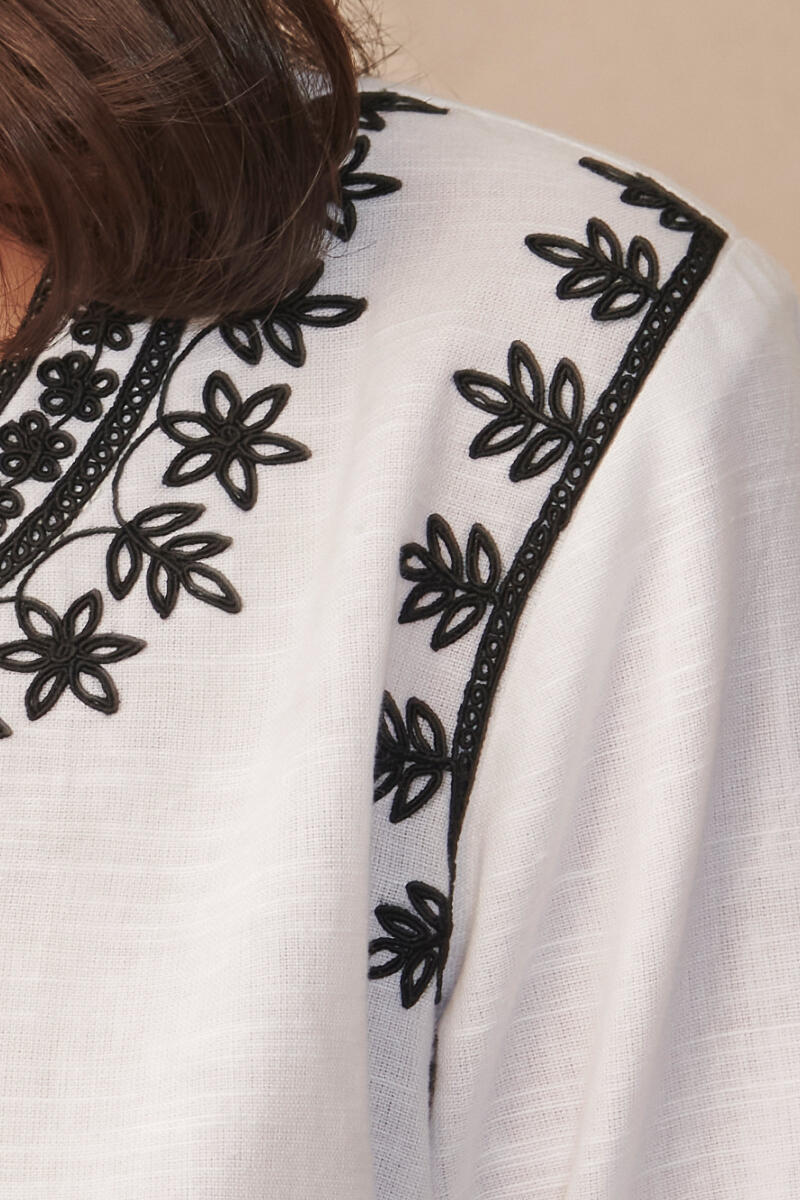 White Handcrafted Straight Cotton Kurta