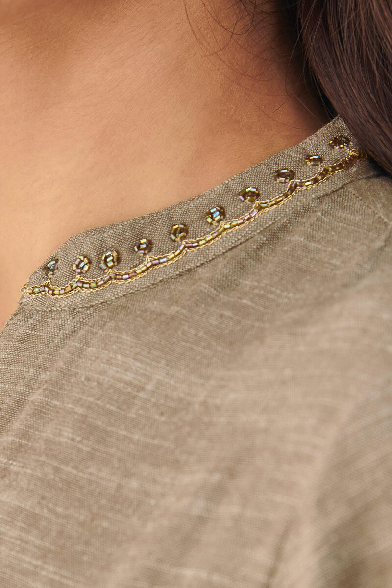 Brown Handcrafted A-Line Cotton Kurta