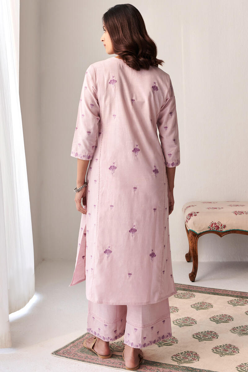 Purple Handcrafted Straight Cotton Kurta