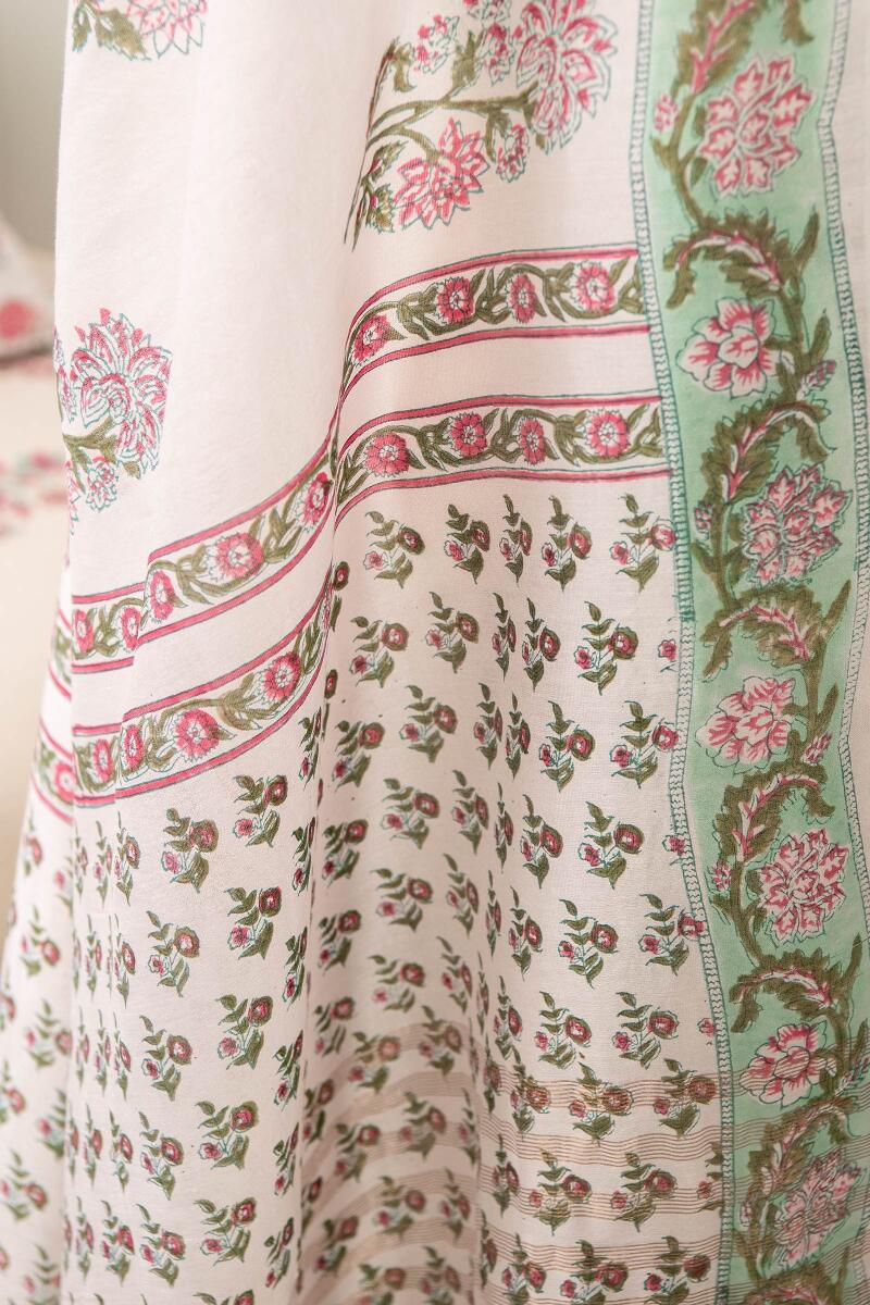 White Hand Block Printed Chanderi Saree