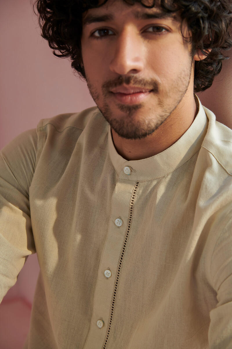 Beige Handcrafted Cotton Shirt