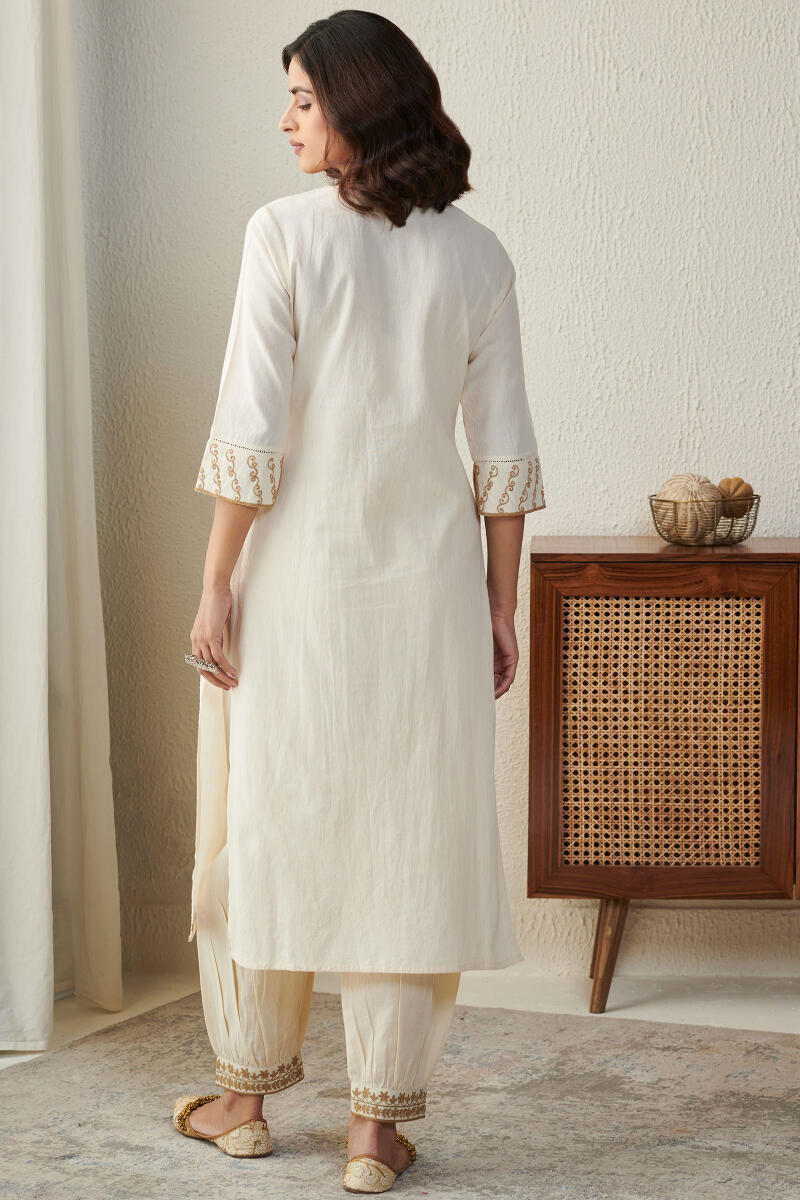 Yellow Handcrafted Straight Handloom Kurta