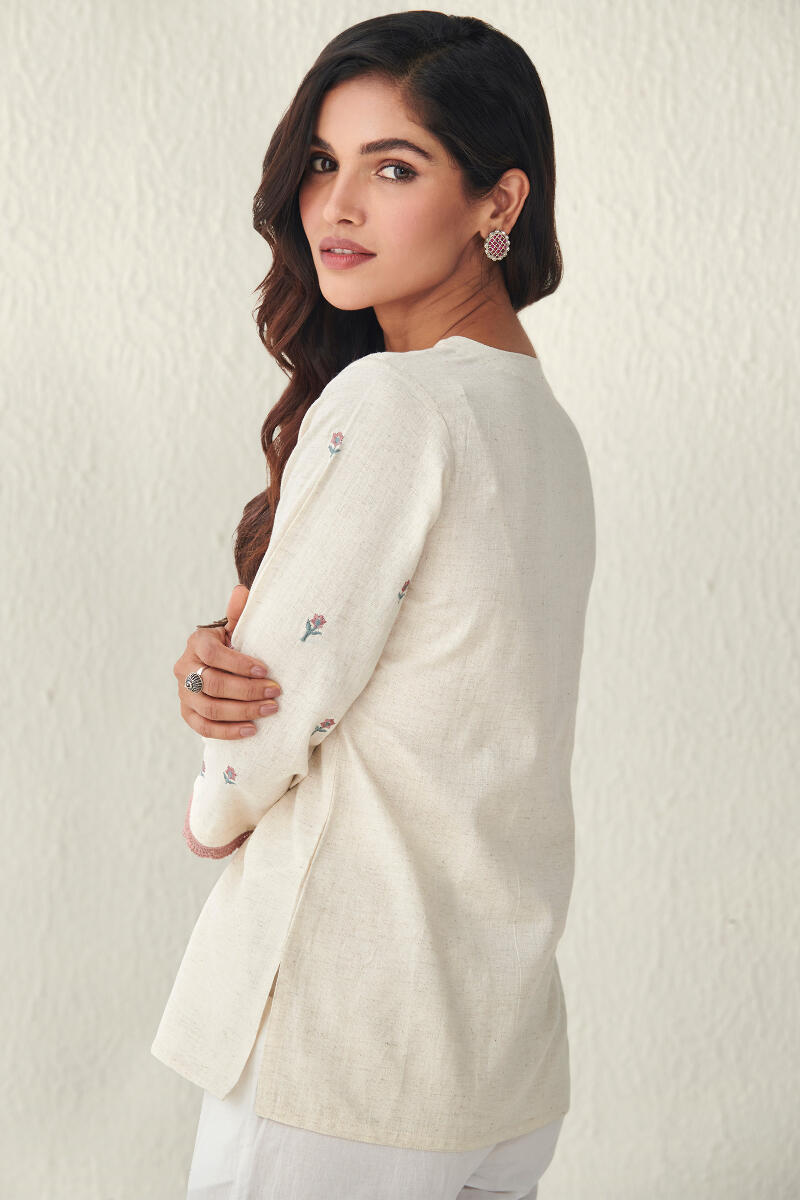 Beige Handcrafted Cotton Top