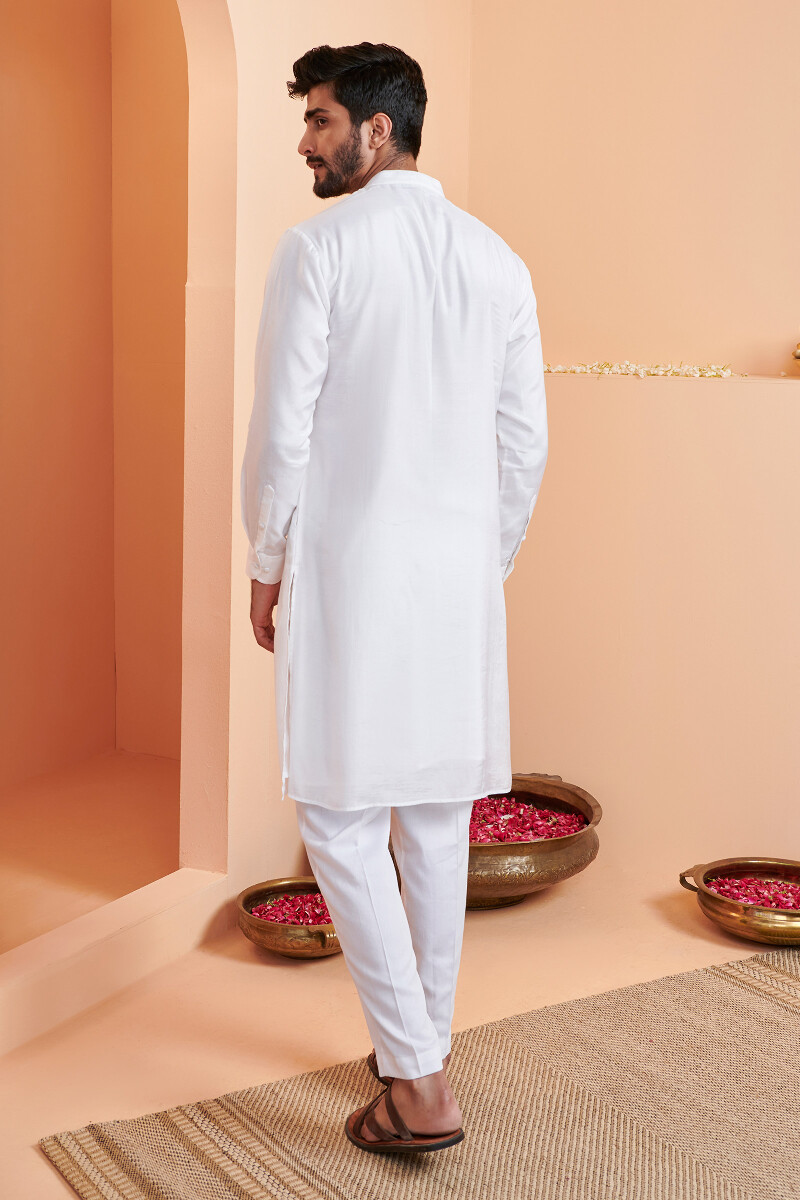 White Handcrafted Modal Kurta