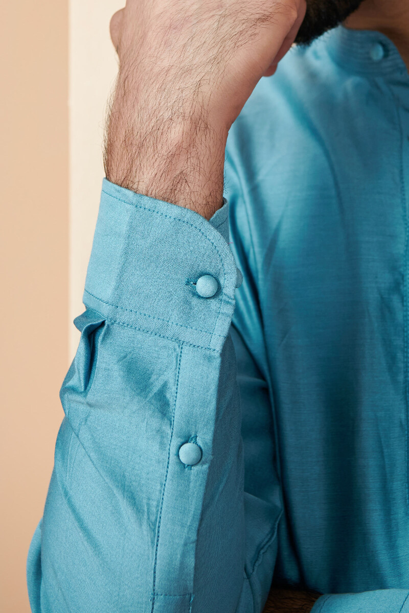 Blue Handcrafted Chanderi Kurta