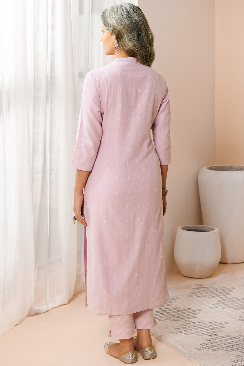 Purple Handcrafted Straight Handloom Kurta