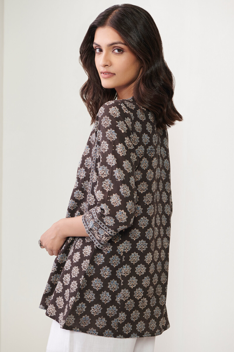 Brown Hand Block Printed Cotton Top