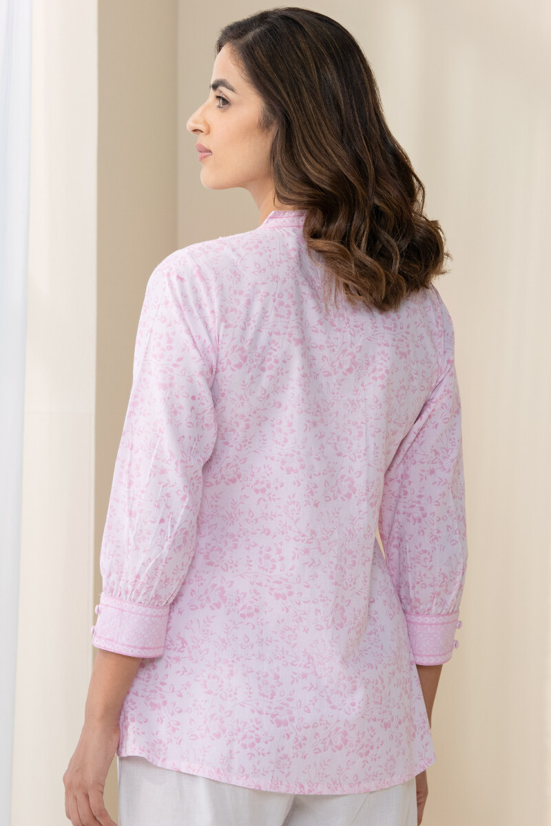 Pink Hand Block Printed Cotton Top