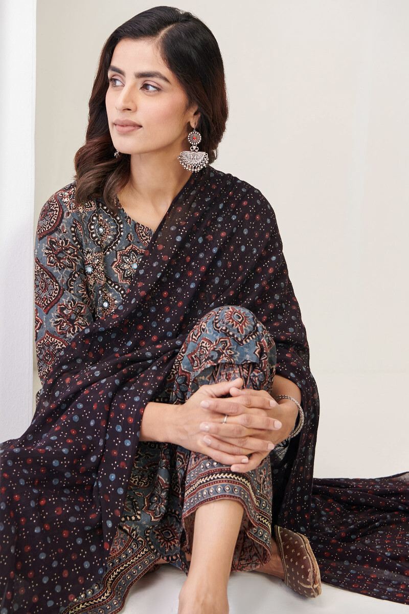 Ajrak Hand Block Printed A-Line Cotton Kurta