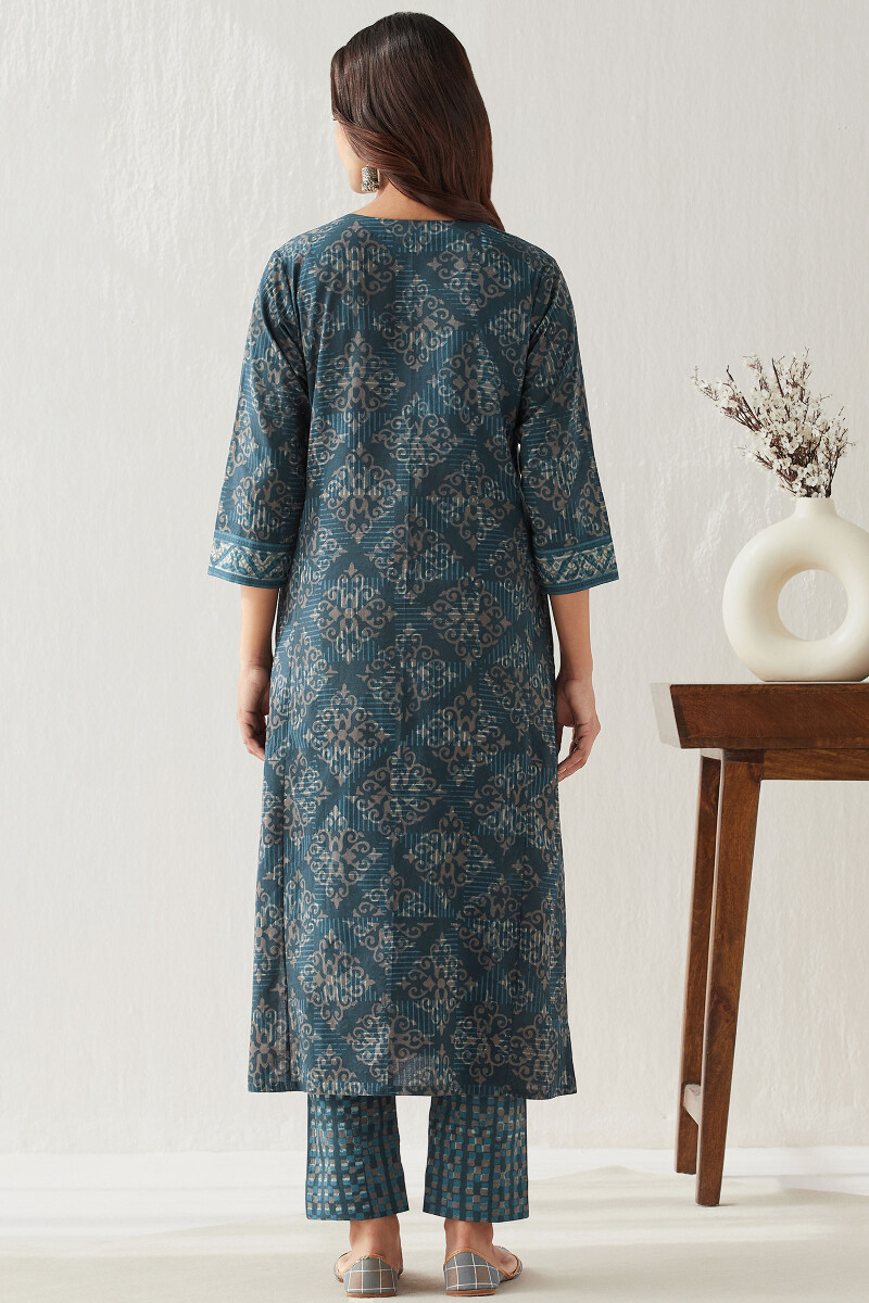 Akola Hand Block Printed Straight Cotton Kurta