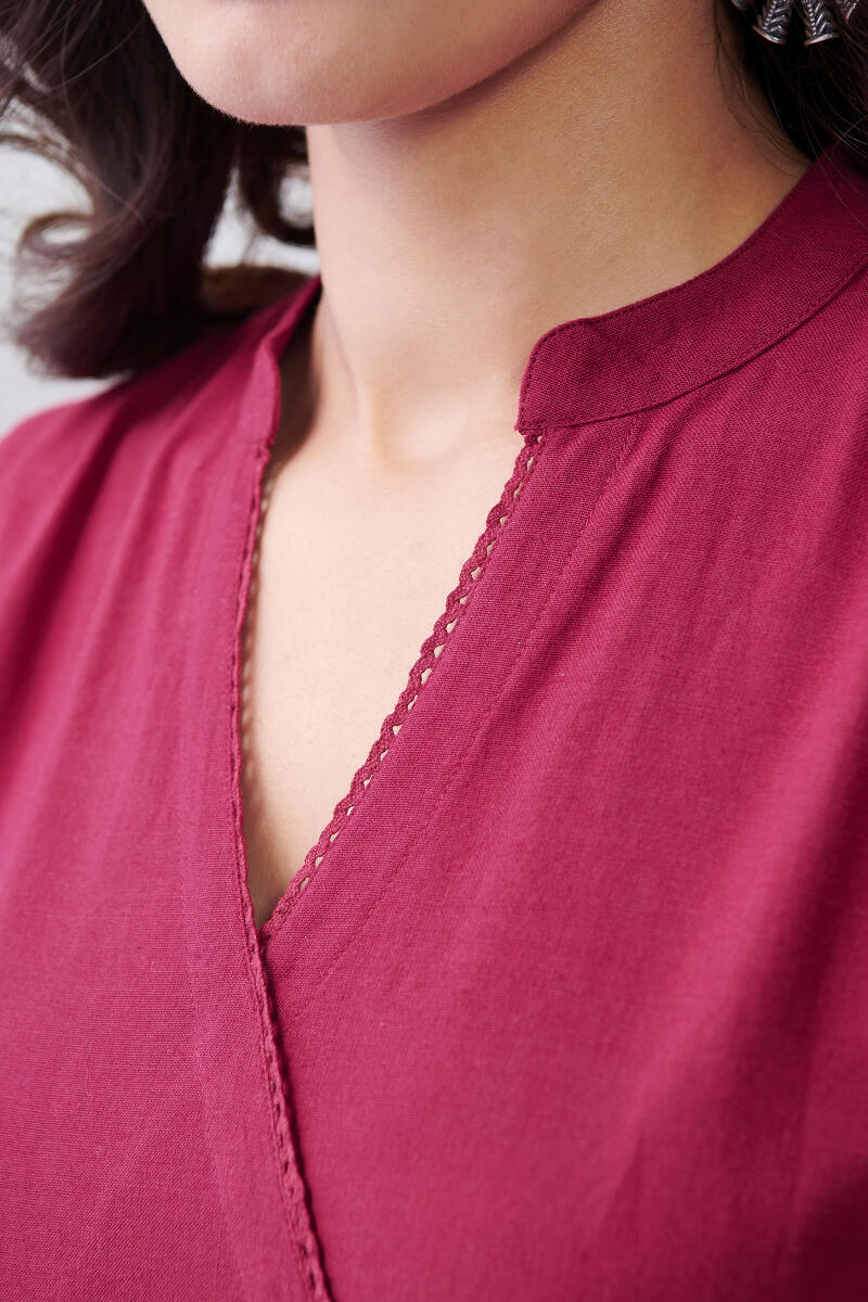 Maroon Handcrafted Cotton Dress