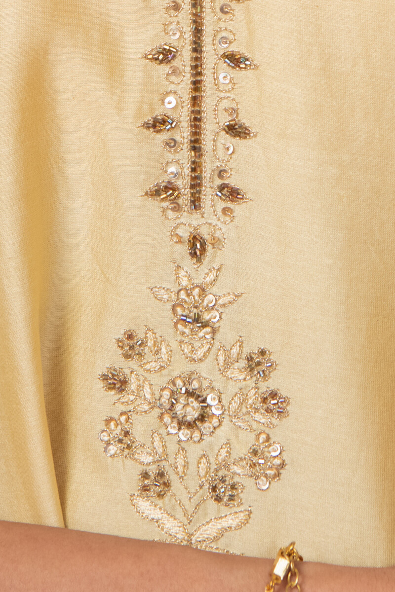 Yellow Handcrafted A-Line Chanderi Kurta