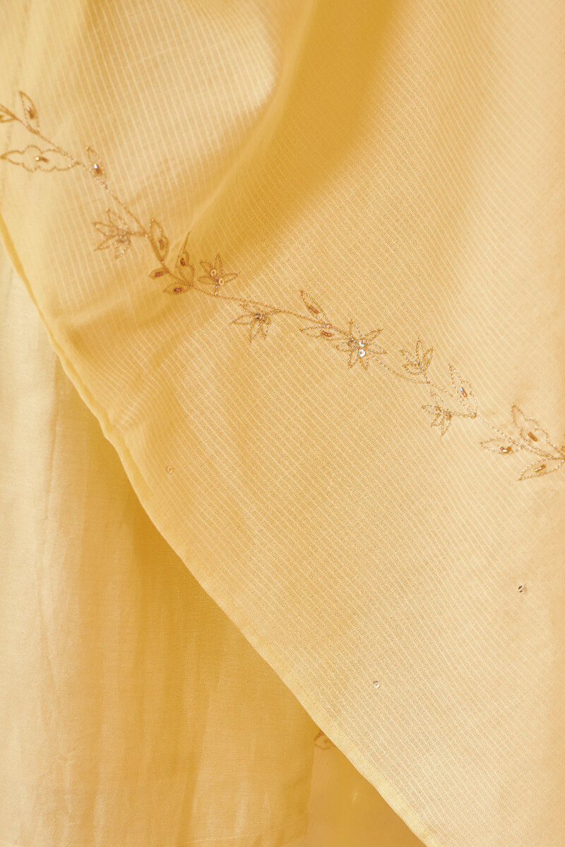 Yellow Handcrafted Cotton Silk Dupatta