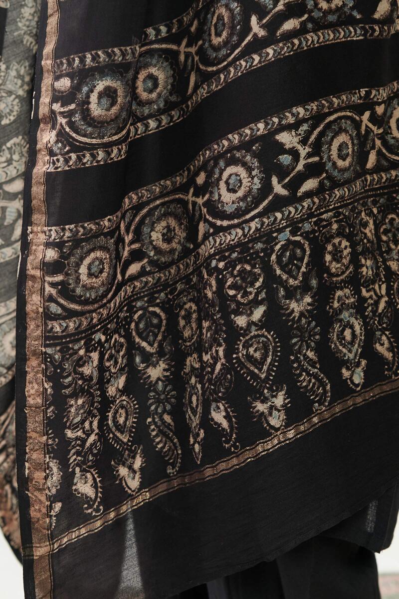Ajrak Hand Block Printed Chanderi Dupatta
