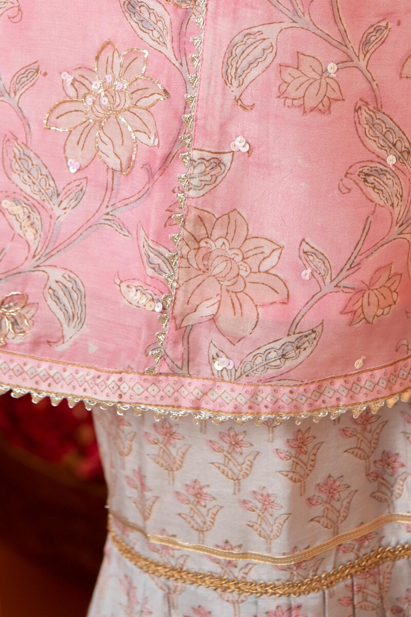 Pink Hand Block Printed Short Modal Kurta
