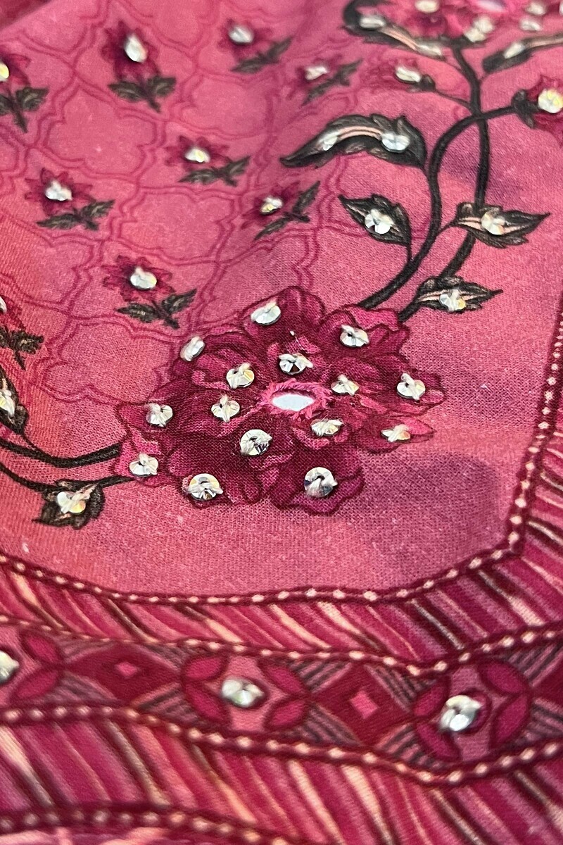 Pink Printed Straight Cotton Kurta