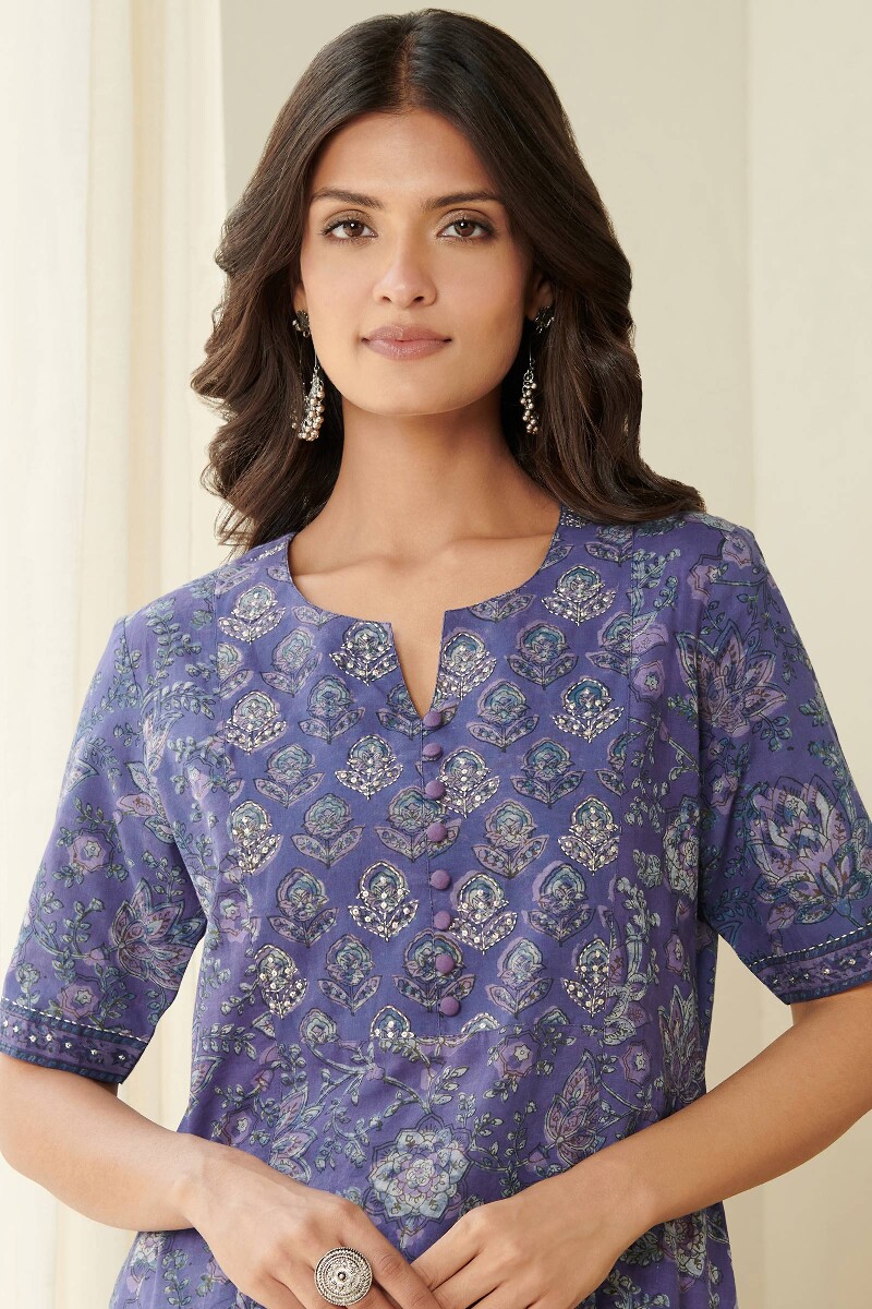 Akola Hand Block Printed Straight Cotton Kurta