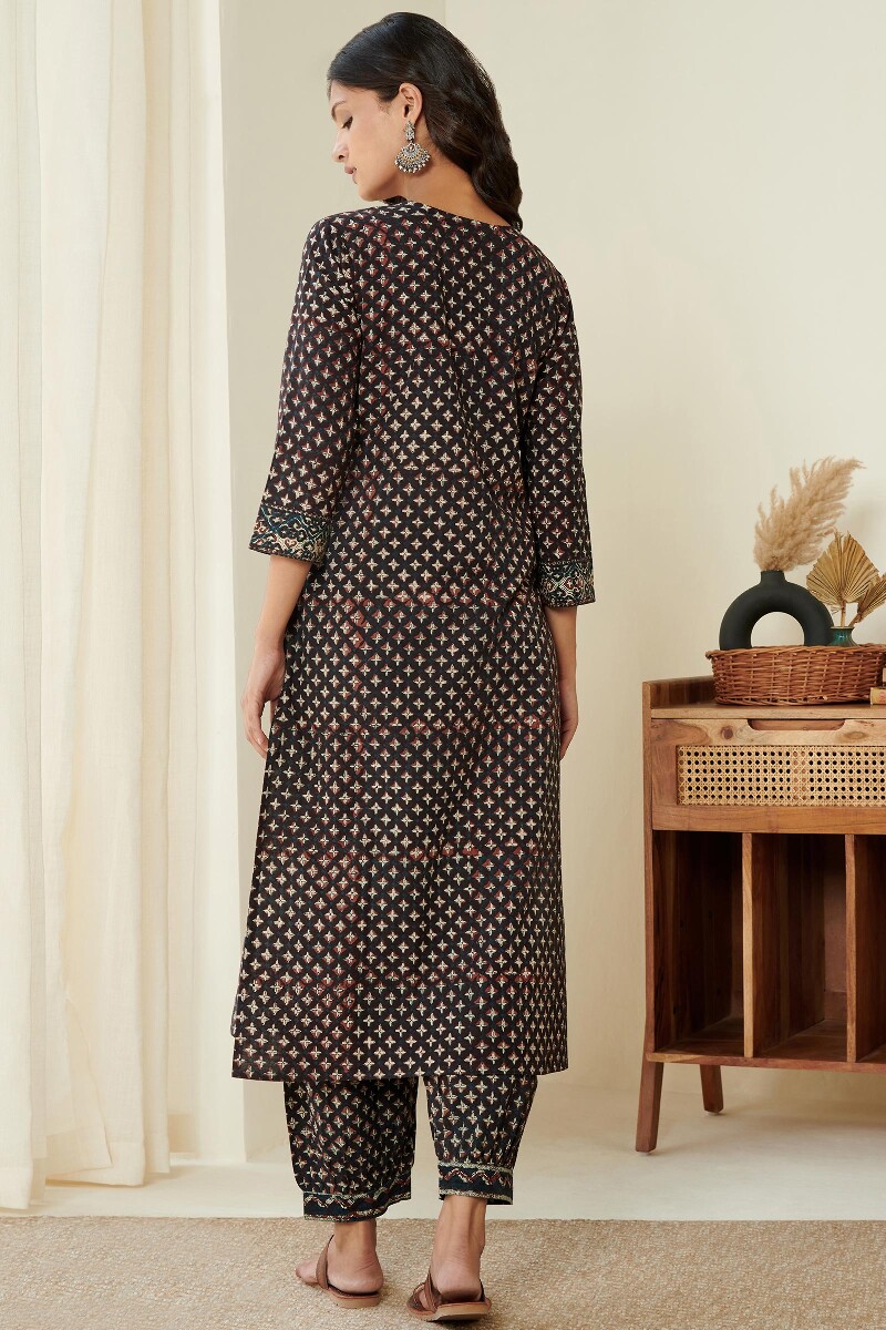 Bagru Hand Block-Printed Straight Cotton Slub Kurta