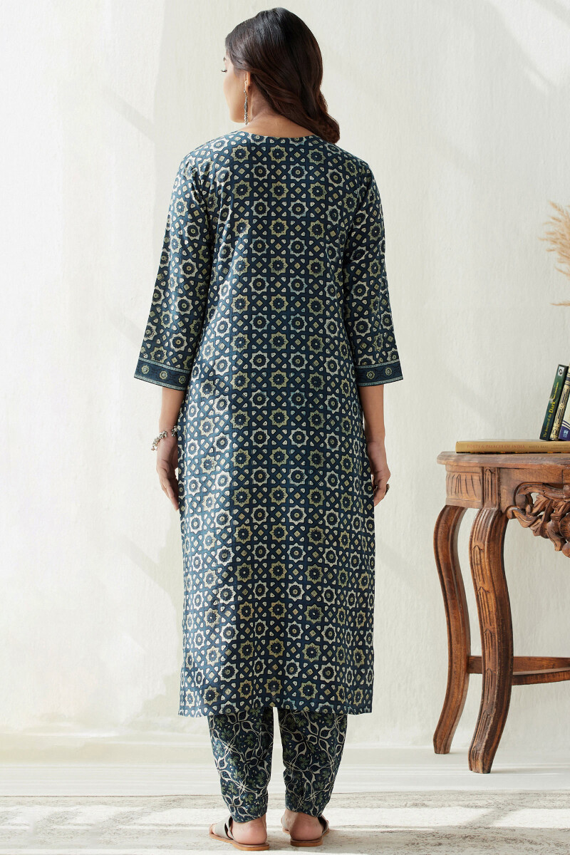 Ajrak Hand Block Printed Straight Cotton Kurta