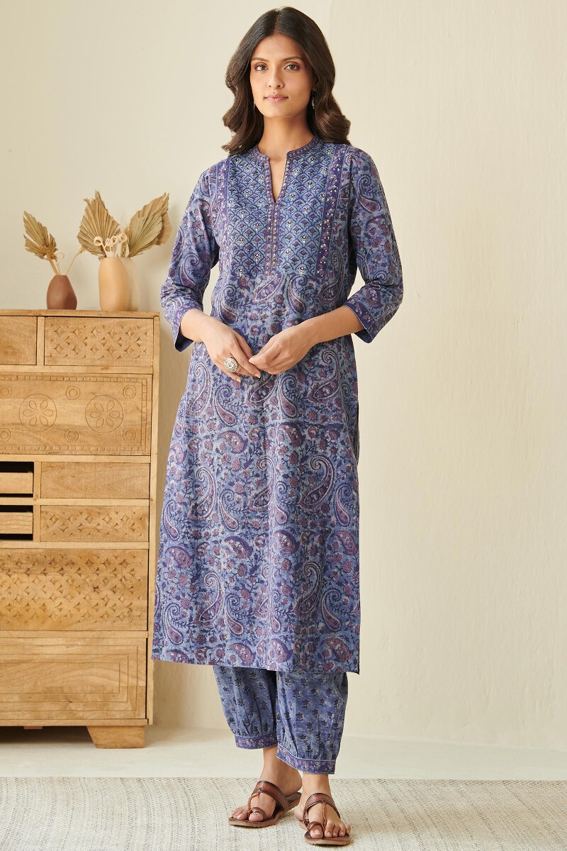 Akola Hand Block Printed Straight Cotton Kurta