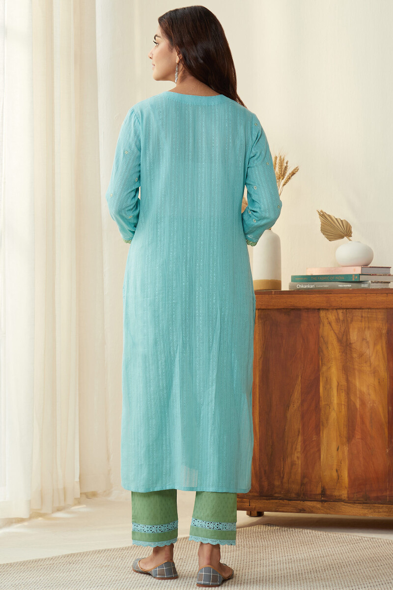 Purple Handcrafted Straight Cotton Dobby Kurta