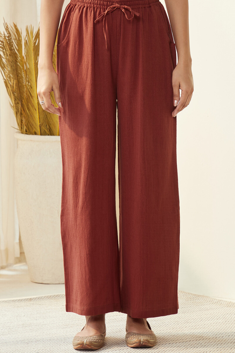 Red Handcrafted Cotton Flax Farsi