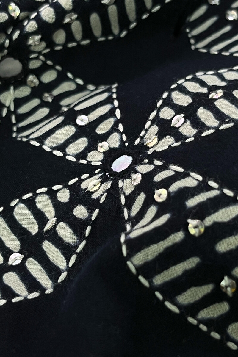 Black Hand Block-Printed Straight Cotton Kurta