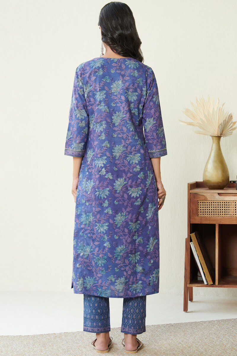 Akola Hand Block Printed Straight Cotton Kurta