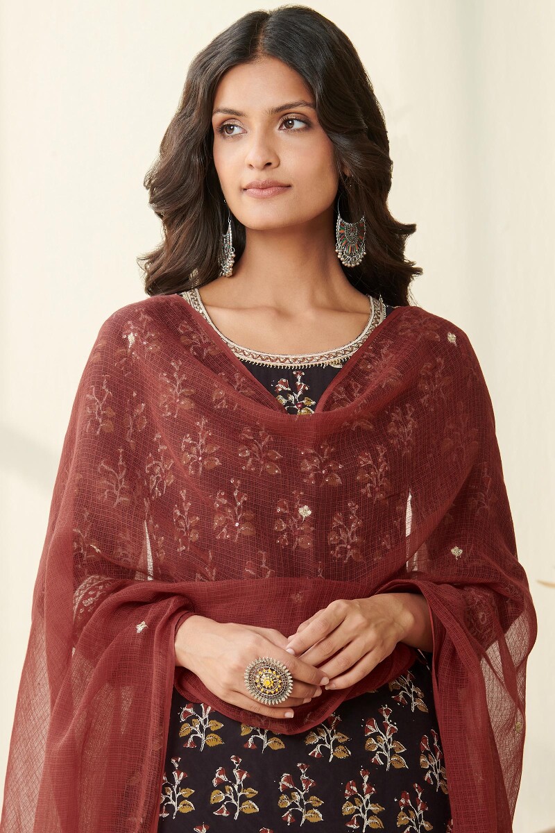 Red Handcrafted Kota Dupatta