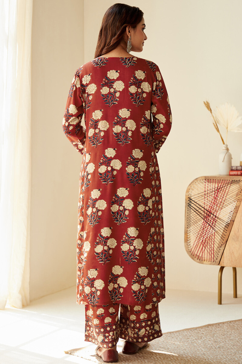 Bagru Hand Block-Printed Straight Modal Kurta