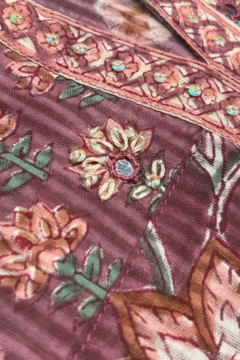 Pink Hand Block-Printed Straight Cotton Dobby Kurta