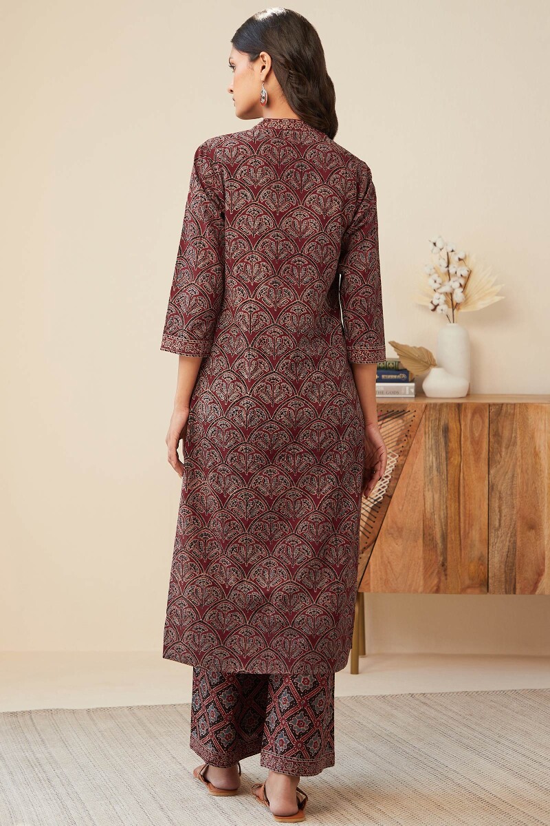 Ajrak Hand Block-Printed Straight Cotton Kurta