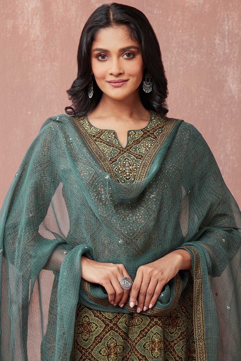 Green Handcrafted Kota Dupatta