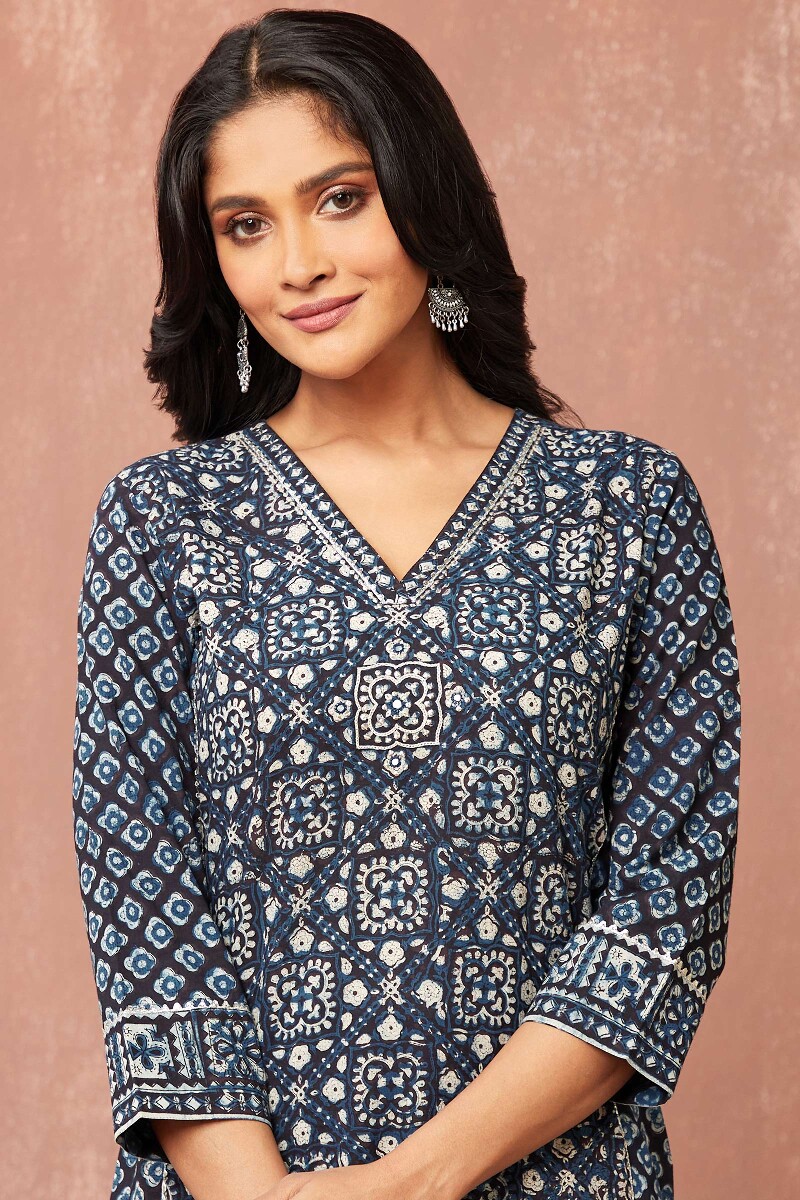 Bagru Hand Block-Printed Straight Cotton Kurta